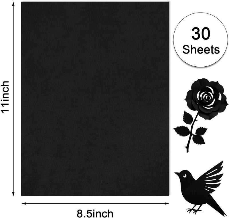 JULBEAR 30 Sheets Black Cardstock 8.5 x 11 Inches 65lb Cover Card Stock 180GSM Heavyweight Paper Thick Paper for DIY Cards, Scrapbooking, Crafts, Business Cards, Invitations,Bookmarks, Office Supplies - Image 2
